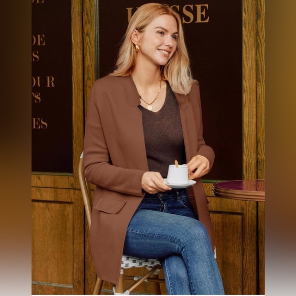 GRACE KARIN 2025 Knit Cardigan Coat Open Front Notch Collar Sweater BlazerJacket - Picture 4 of 5